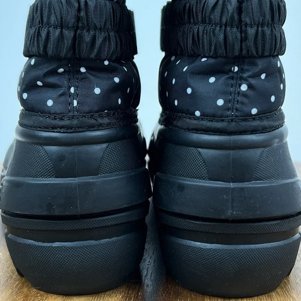 NIB Big Kids Sorel Youth Flurry Print Black Polka Dot Winter Snow Boots Size 4 Y
